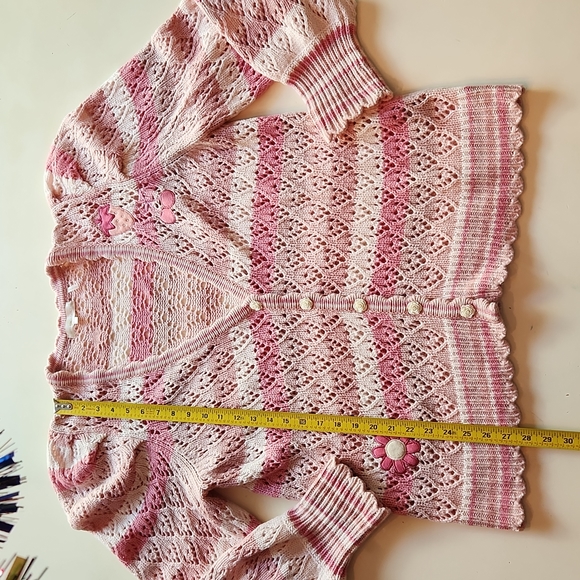 LoveShackFancy Brody Oversized Pink Stripe Cardigan extra large - Picture 11 of 12